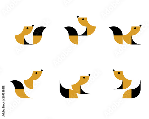 Pattern of geometric squirrels. Geometric background. Vector illustration.