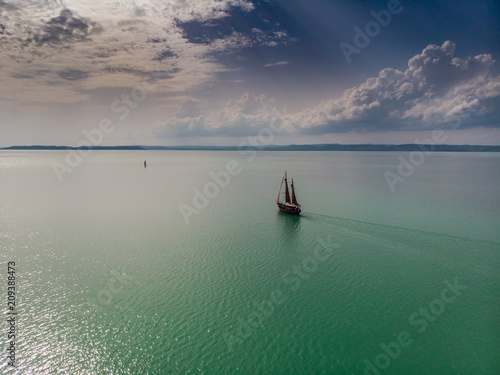 beautifu piratel ship in lake Balaton photo