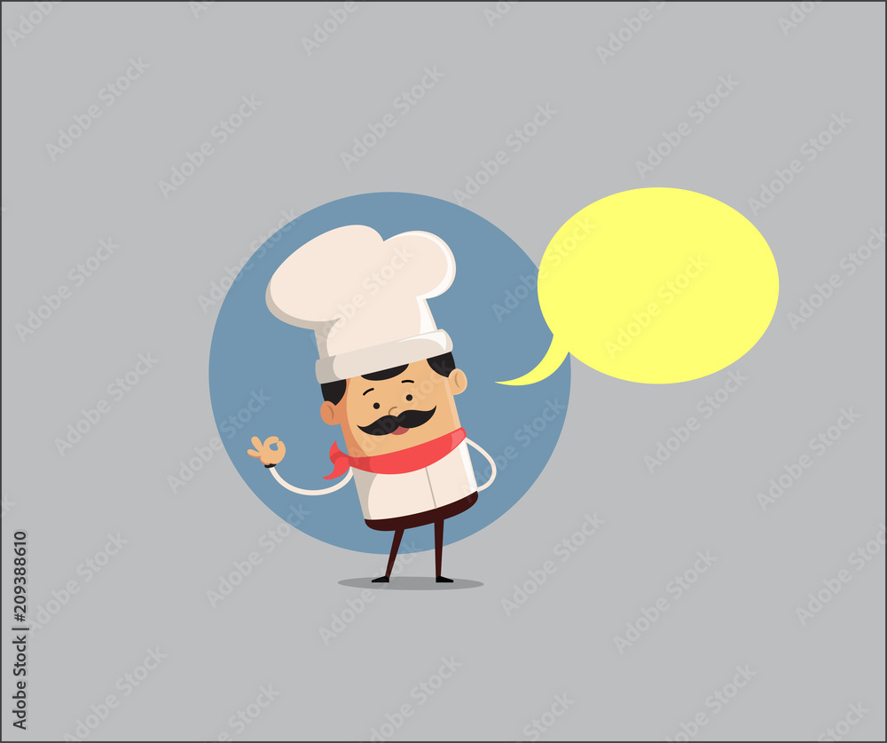 Cartoon Chef in talking pose Flat Vector Illustration Design