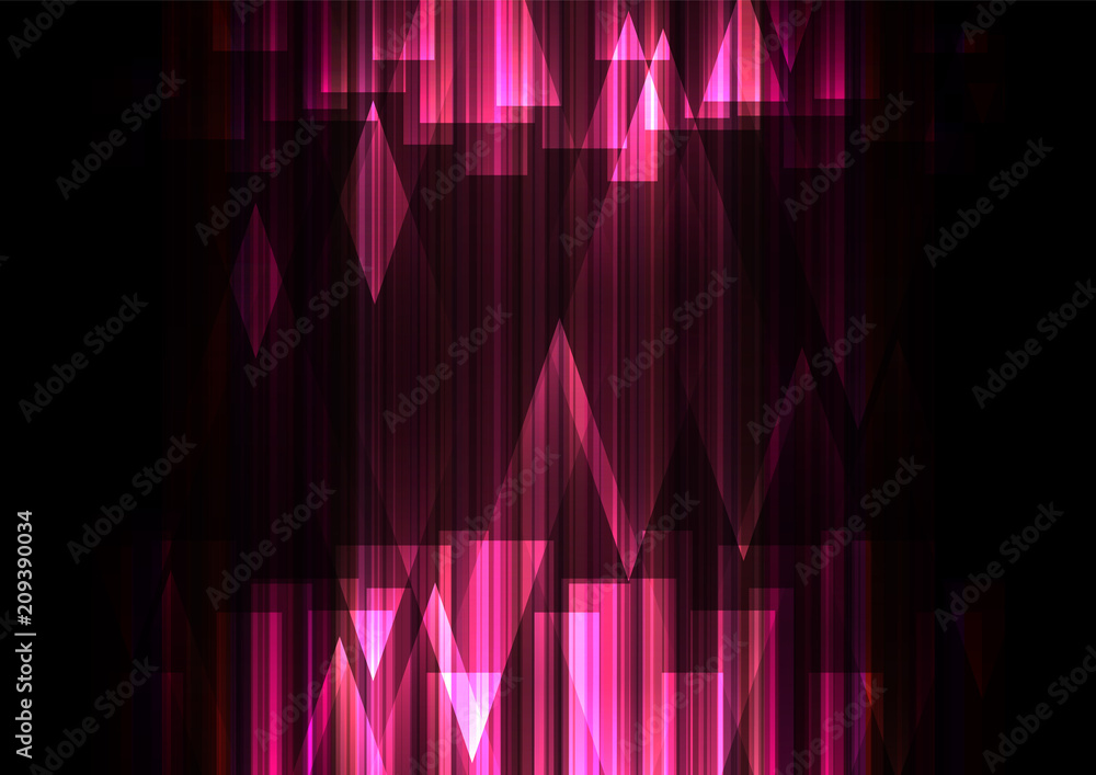 Obraz premium pink crystal line dark abstract background, speed business template, facet technology background, vector illustration