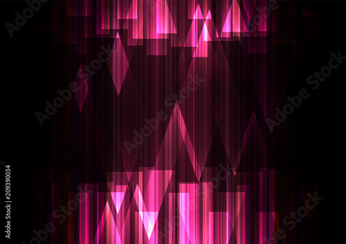 pink crystal line dark abstract background, speed business template, facet technology background, vector illustration