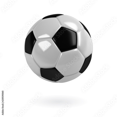 Realistic black and white soccer ball. Isolated vector.