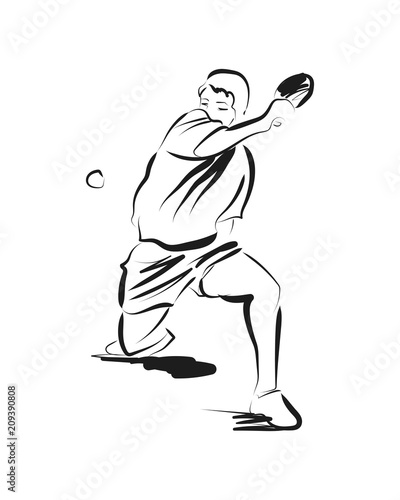Vector sketch table tennis player