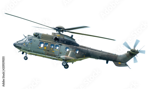 AS332 Super Puma helicopter, isolated on white