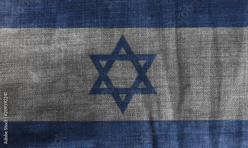 Flag of Israel on Jeans Denim Texture photo