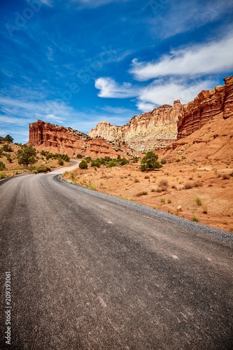Scenic road in the Capitol Reef National Park, USA.