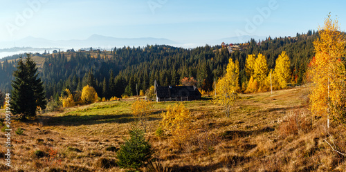 Autumn Carpathian village, Ukraine. photo