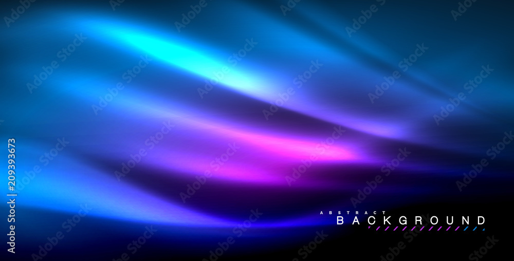 Fototapeta premium Neon glowing wave, magic energy and light motion background