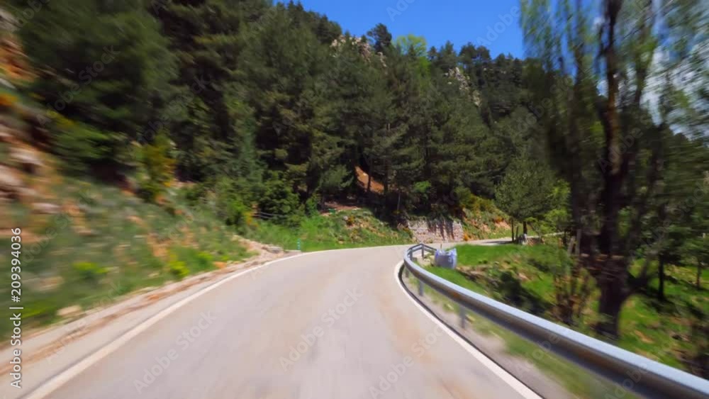 Driving car in the mountains First point of view Driving car in the mountains First point of view