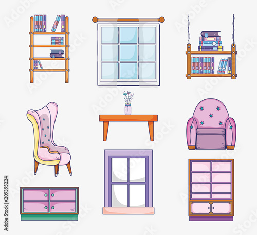 Set of study room elements