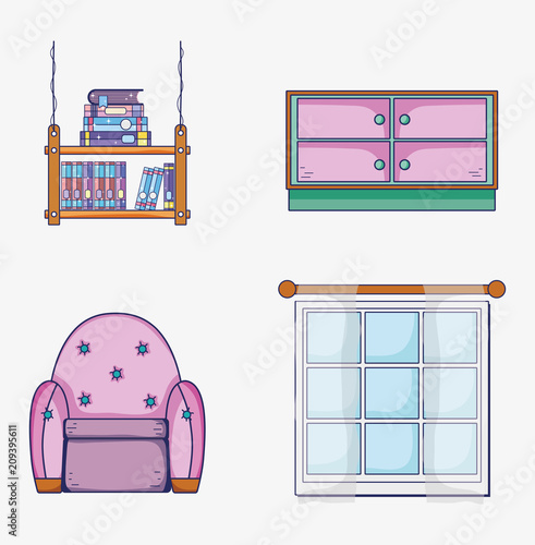 Set of study room elements