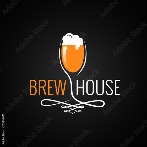 beer glass vintage logo on black background