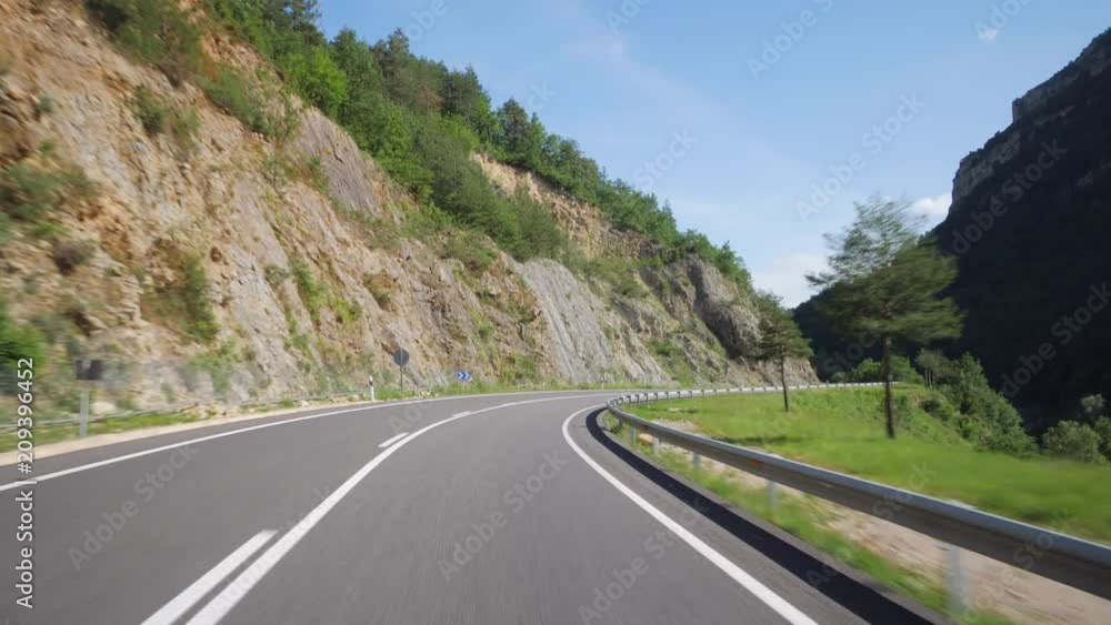Driving car in the mountains First point of view Driving car in the mountains First point of view