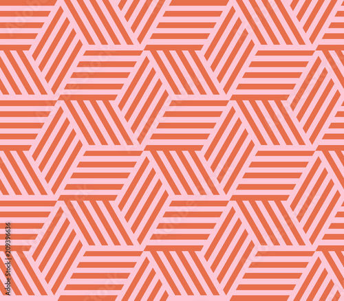 Seamless pattern of linear cube. Endless cubic background. Vector illustration.