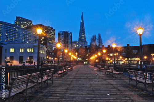 San Francisco California Pier Skyline Dusk © arteegraphic