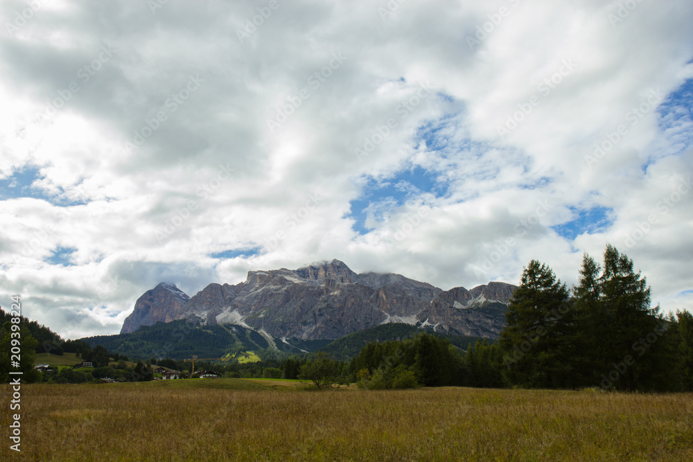 view of Dolomites mountains - UNESCO natural heritage