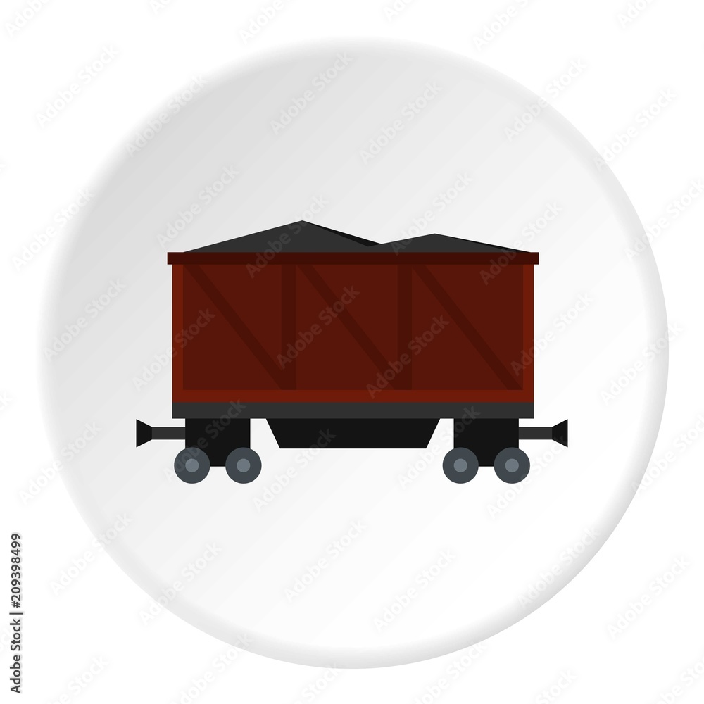 Railway wagon loaded with coal icon in flat circle isolated on white background vector illustration for web Railway wagon loaded with coal icon in flat circle isolated on white background vector illustration for web