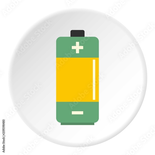 AA Alkaline battery icon in flat circle isolated on white background vector illustration for web