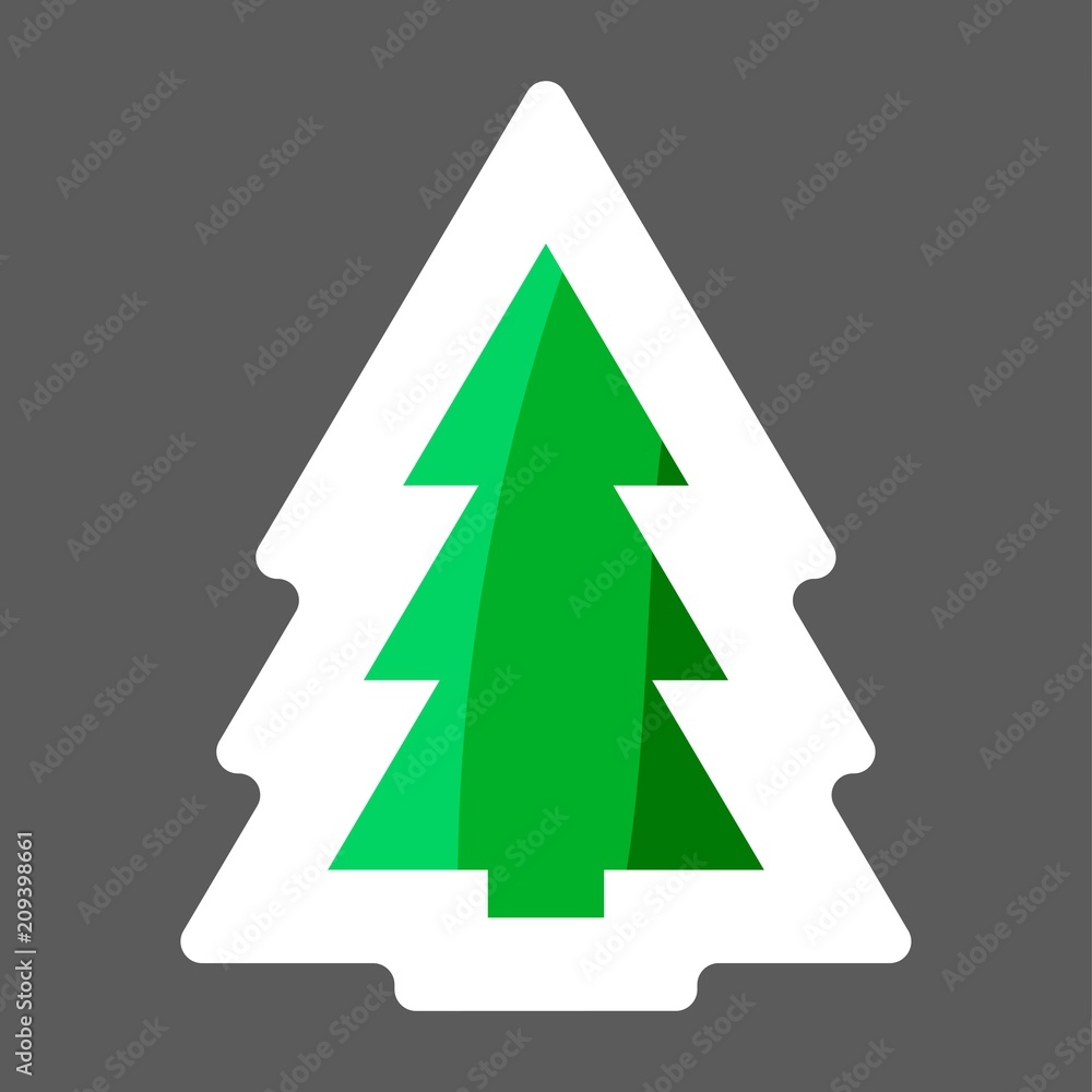 Vector image of Christmas tree, fir-tree. Vector icon colored sticker. Layers grouped for easy editing illustration. For your design. Vector image of Christmas tree, fir-tree. Vector icon colored sticker. Layers grouped for easy editing illustration. For your design.
