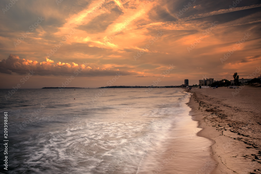 Dramatic sunset on the sea