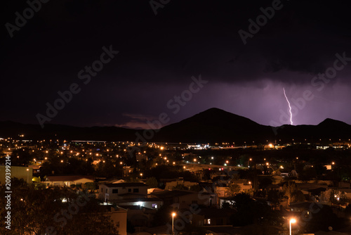 Lightning strike at night in Windhoek, Namibia, Africa