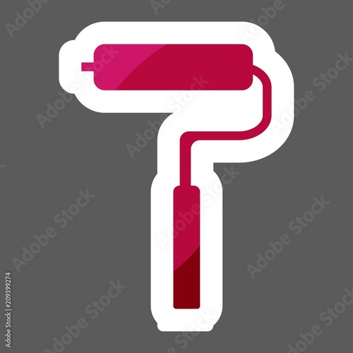 Vector icon image Paint roller. Vector icon roller colored sticker. Layers grouped for easy editing illustration.  For your design.