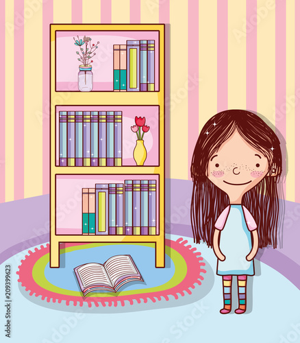 Girl with books cartoons