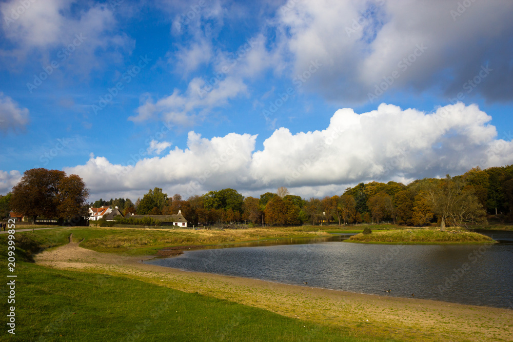 beautiful lake in Dyrehave park, north of Copenhagen, Denmark