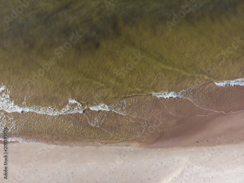 top view on brilliant sea and sand coastlake photo