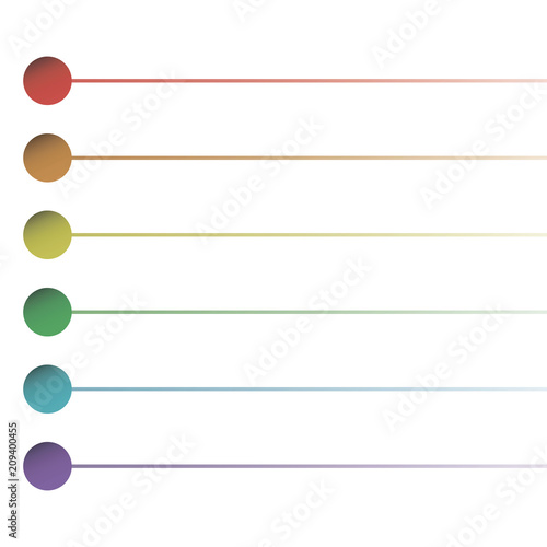 Round buttons strip list of paint underline column isolated on white background Vector Rainbow pattern.