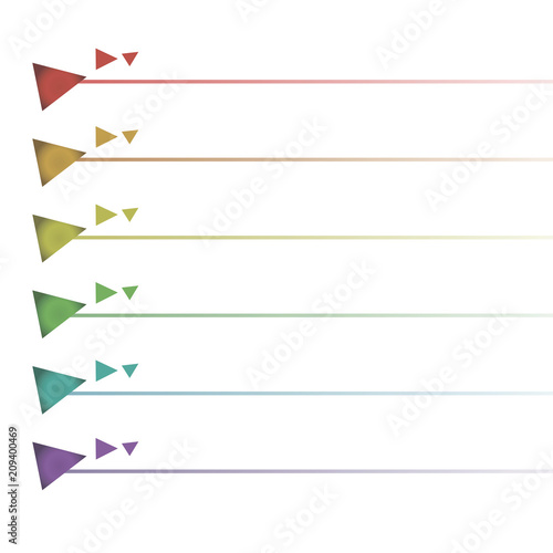triangular convex button shape strip list of paint underline column isolated on white background vector rainbow pattern
