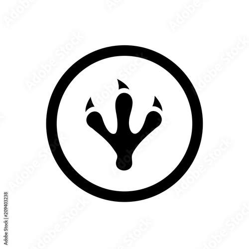 Animal or Dinosaur Footprint, Claw Symbol and Circle Outline, Icon Concept, Vector Logo Design