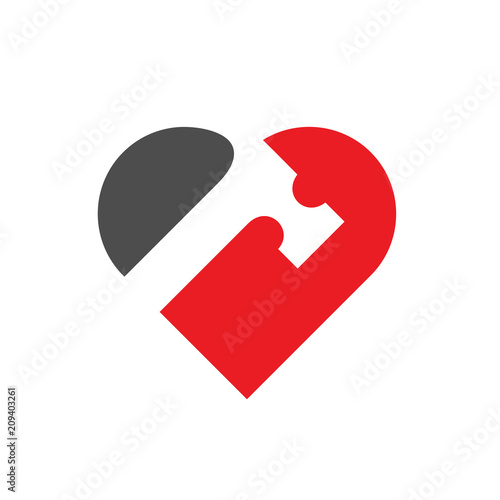 Hammer Combined With Heart or Love Symbol, Vector Logo Illustration