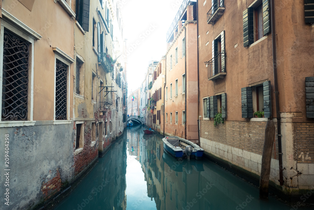 Venice Italy Alleyway Canal with Water and Boats Venice Italy Alleyway Canal with Water and Boats