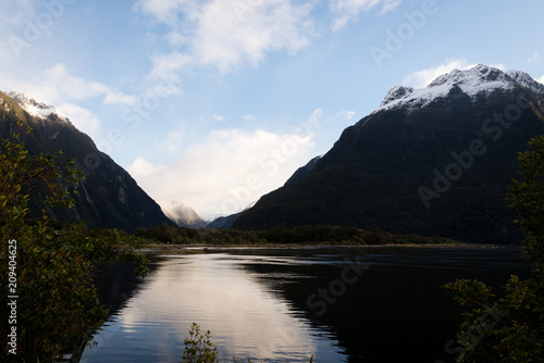 New Zealand Milford Sound Mountains on a bright sunny winter day  © Devajyoti