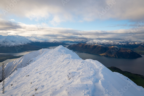 Mount Roy near Wanaka Peak of Mountain can be used as a placeholder for a person to reach top of summit 