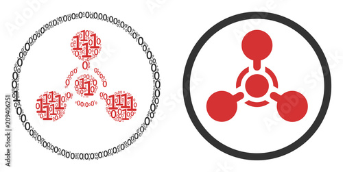 WMD nerve agent chemical warfare composition icon of one and zero digits in different sizes. Vector digits are united into WMD nerve agent chemical warfare collage design concept.