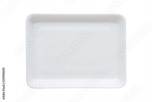 white food tray made from polystyrene foam isolated background with clipping path