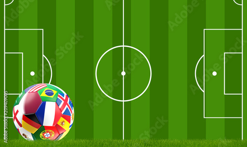 soccer ball with flag of Qa...