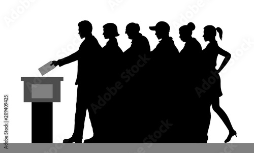 voters crowd silhouette by voting for election