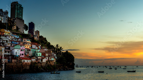 Salvador Bahia Brazil 02/27/2016 sunset paradise and boats photo