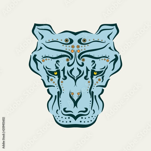 Fototapeta Naklejka Na Ścianę i Meble -  Ornamental tattoo cougar head. Abstract hand drawn style