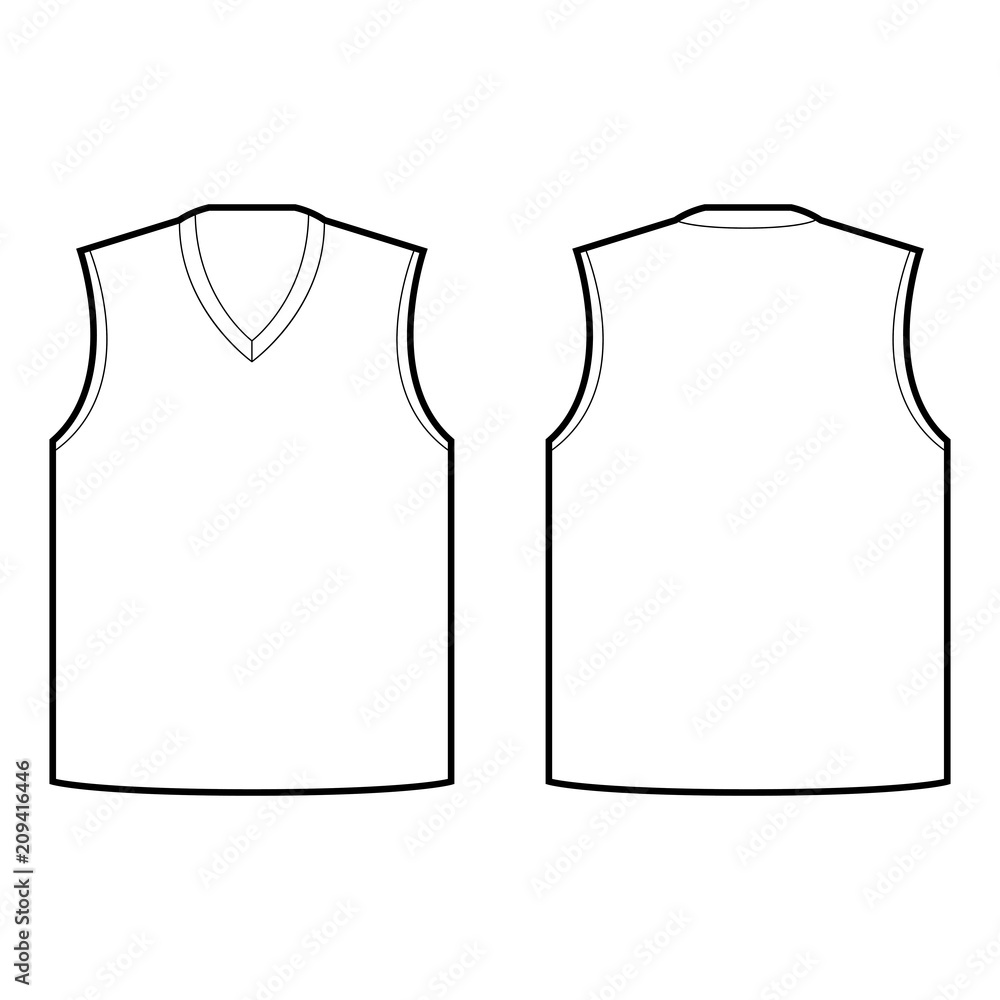 front sleeveless jersey and back sleeveless jersey vector vector de Stock |  Adobe Stock