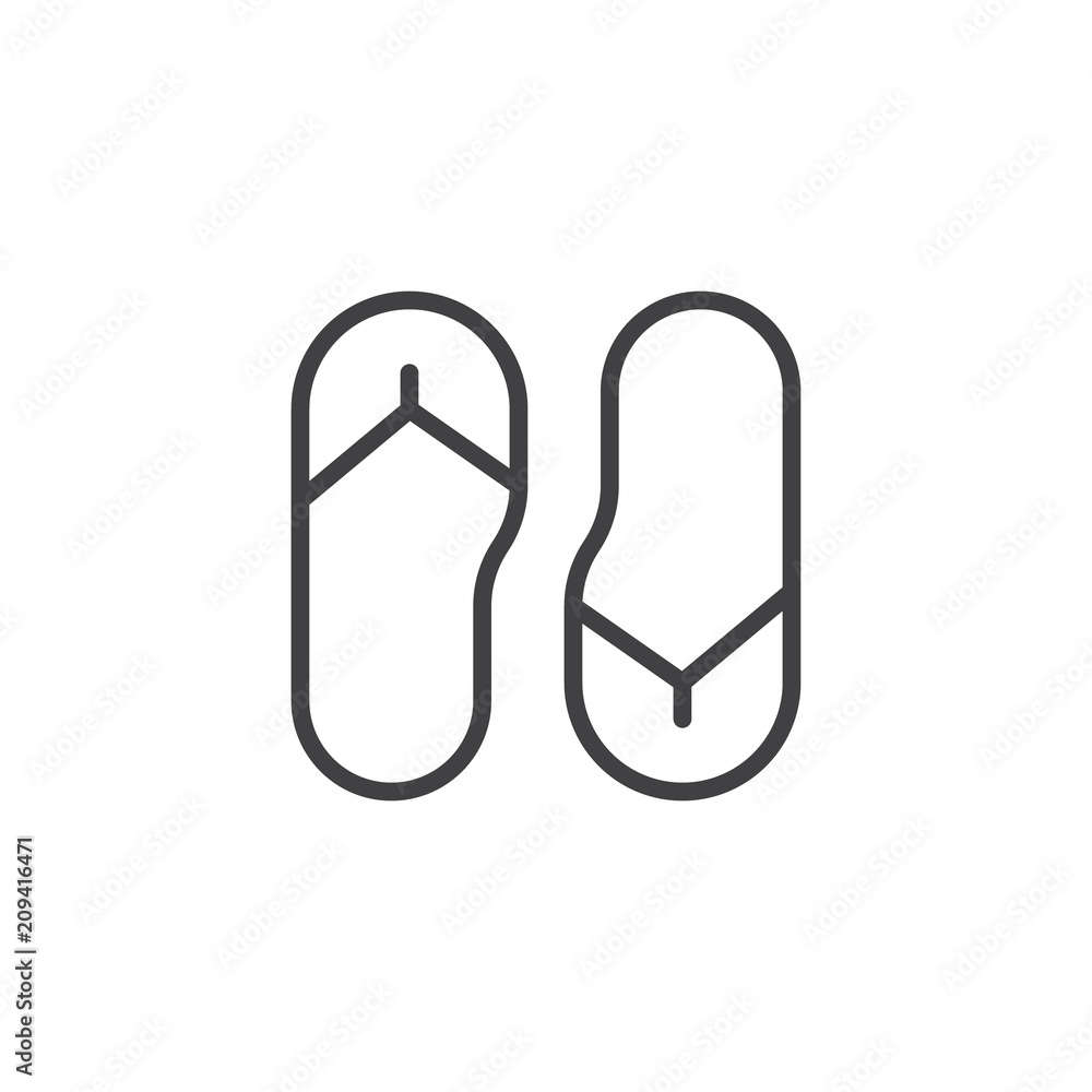 Flip flops outline icon. linear style sign for mobile concept and web design. Beach slippers simple line vector icon. Symbol, logo illustration. Pixel perfect vector graphics Flip flops outline icon. linear style sign for mobile concept and web design. Beach slippers simple line vector icon. Symbol, logo illustration. Pixel perfect vector graphics