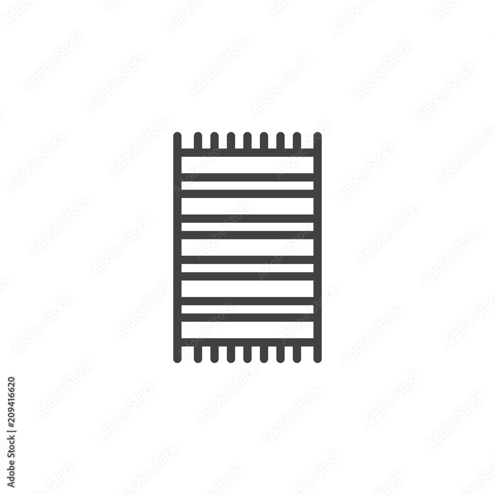 Beach towel outline icon. linear style sign for mobile concept and web design. Towel simple line vector icon. Symbol, logo illustration. Pixel perfect vector graphics Beach towel outline icon. linear style sign for mobile concept and web design. Towel simple line vector icon. Symbol, logo illustration. Pixel perfect vector graphics