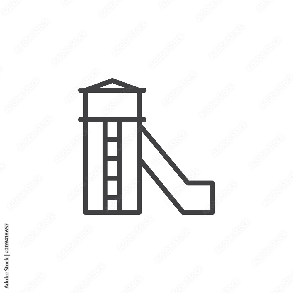 Water slide outline icon. linear style sign for mobile concept and web design. water park simple line vector icon. Symbol, logo illustration. Pixel perfect vector graphics Water slide outline icon. linear style sign for mobile concept and web design. water park simple line vector icon. Symbol, logo illustration. Pixel perfect vector graphics