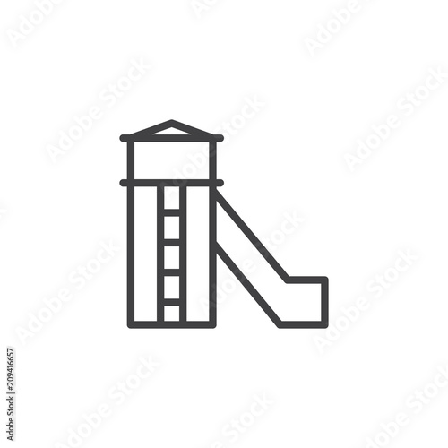 Water slide outline icon. linear style sign for mobile concept and web design. water park simple line vector icon. Symbol, logo illustration. Pixel perfect vector graphics
