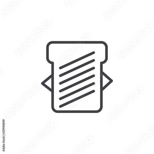 Sandwich top view outline icon. linear style sign for mobile concept and web design. Fast food simple line vector icon. Symbol, logo illustration. Pixel perfect vector graphics