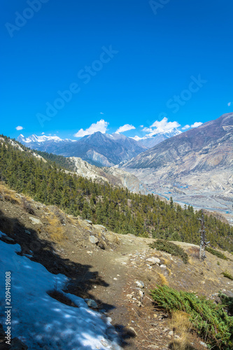 Mountain landscape with views of the Bagmati river, Nepal.