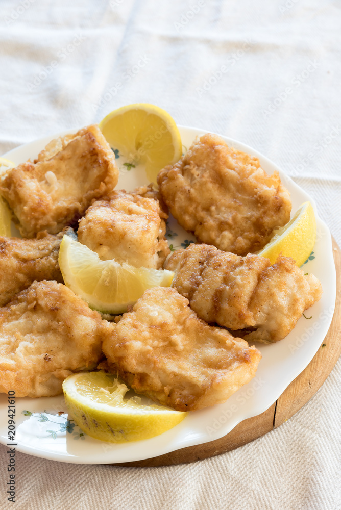 Breaded and fried Salted cod with lemon Breaded and fried Salted cod with lemon